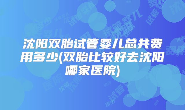 沈阳双胎试管婴儿总共费用多少(双胎比较好去沈阳哪家医院)