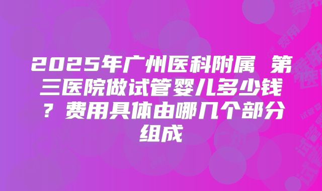 2025年广州医科附属 第三医院做试管婴儿多少钱？费用具体由哪几个部分组成