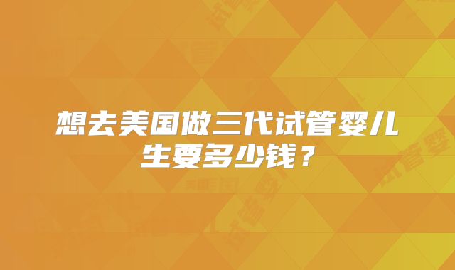 想去美国做三代试管婴儿生要多少钱?