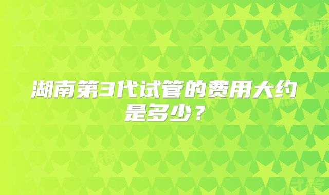 湖南第3代试管的费用大约是多少？