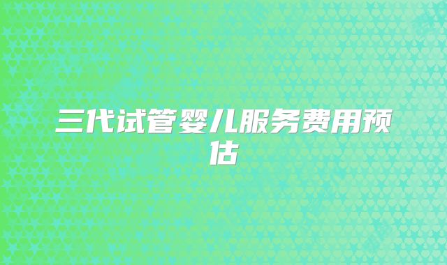 三代试管婴儿服务费用预估