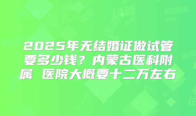 2025年无结婚证做试管要多少钱？内蒙古医科附属 医院大概要十二万左右