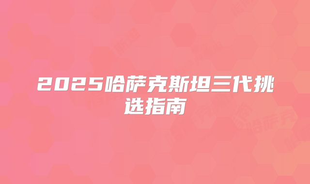 2025哈萨克斯坦三代挑选指南