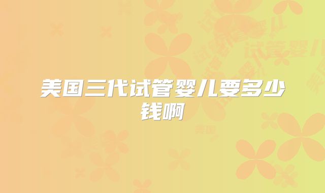 美国三代试管婴儿要多少钱啊