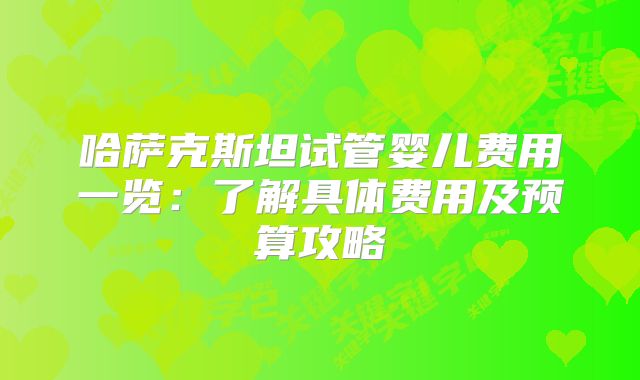 哈萨克斯坦试管婴儿费用一览：了解具体费用及预算攻略