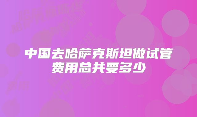 中国去哈萨克斯坦做试管费用总共要多少