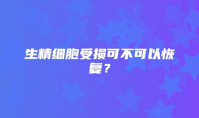 生精细胞受损可不可以恢复？
