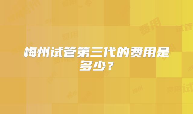 梅州试管第三代的费用是多少？