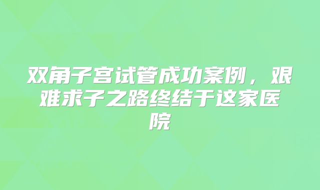 双角子宫试管成功案例,艰难求子之路终结于这家医院