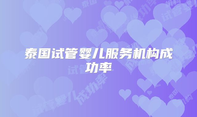 泰国试管婴儿服务机构成功率