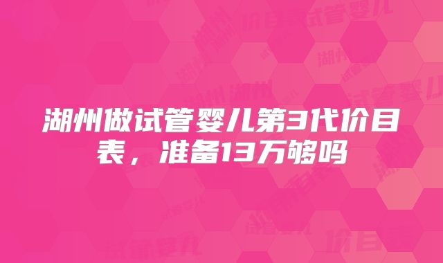湖州做试管婴儿第3代价目表，准备13万够吗