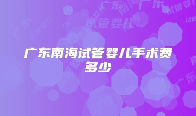 广东南海试管婴儿手术费多少
