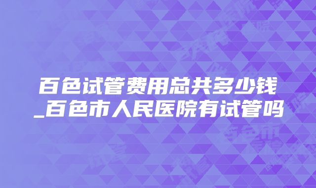 百色试管费用总共多少钱_百色市人民医院有试管吗