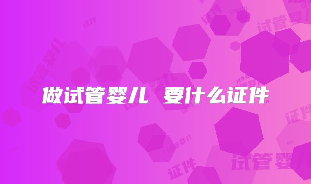 做试管婴儿 要什么证件