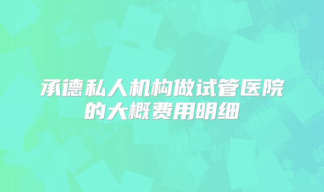 承德私人机构做试管医院的大概费用明细