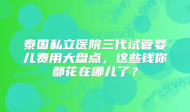 泰国私立医院三代试管婴儿费用大盘点,这些钱你都花在哪儿了?