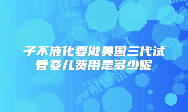子不液化要做美国三代试管婴儿费用是多少呢