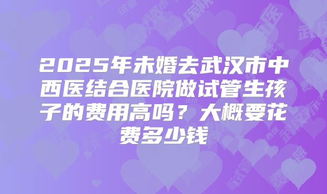 2025年未婚去武汉市中西医结合医院做试管生孩子的费用高吗?大概要花费多少钱