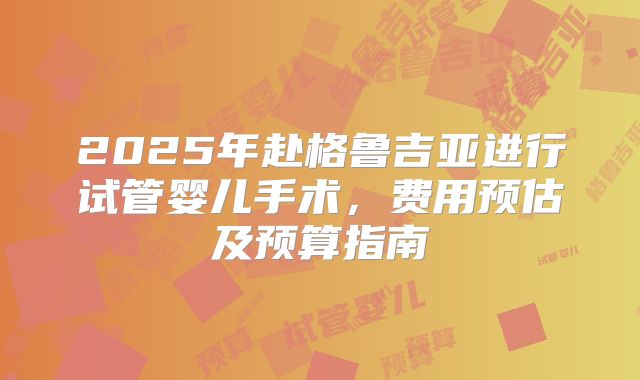 2025年赴格鲁吉亚进行试管婴儿手术，费用预估及预算指南