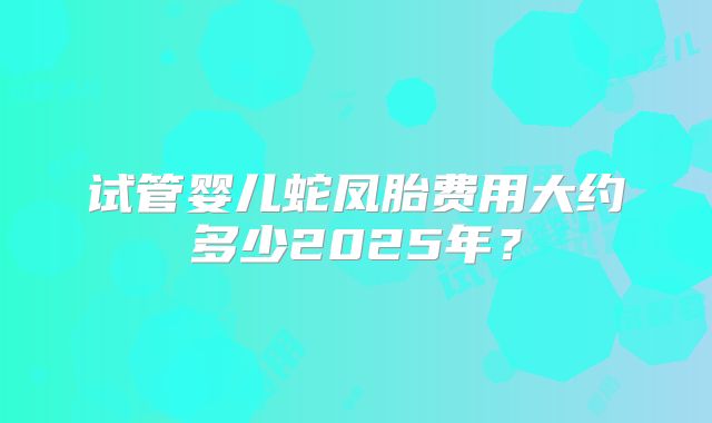 试管婴儿蛇凤胎费用大约多少2025年？