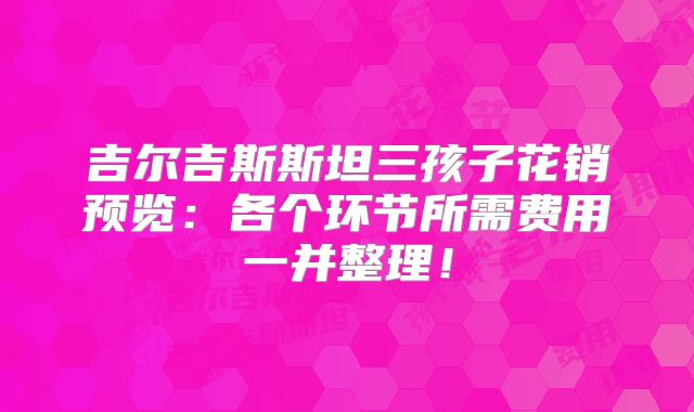 吉尔吉斯斯坦三孩子花销预览：各个环节所需费用一并整理！