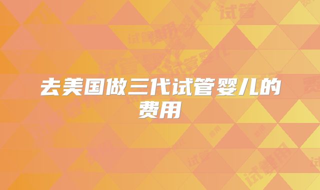 去美国做三代试管婴儿的费用