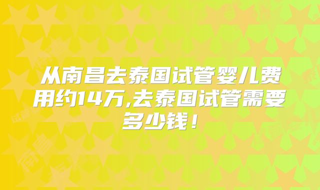 从南昌去泰国试管婴儿费用约14万,去泰国试管需要多少钱！