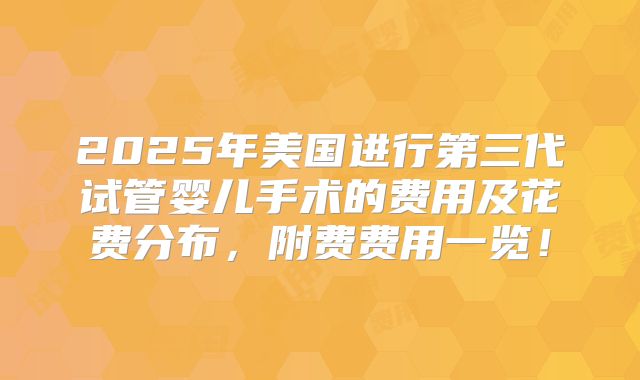 2025年美国进行第三代试管婴儿手术的费用及花费分布，附费费用一览！