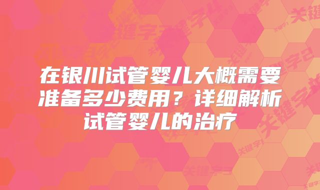 在银川试管婴儿大概需要准备多少费用？详细解析试管婴儿的治疗