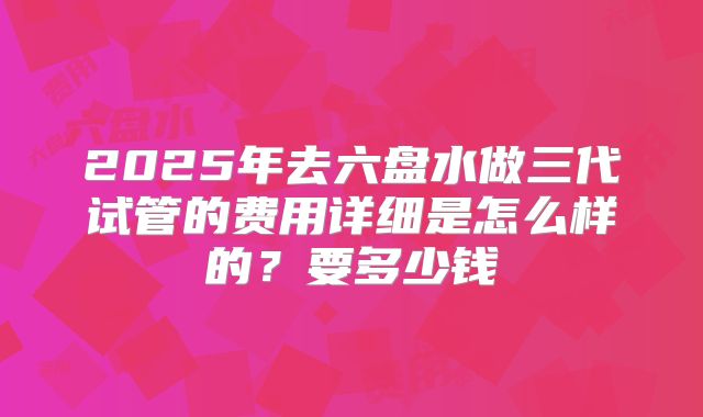 2025年去六盘水做三代试管的费用详细是怎么样的?要多少钱