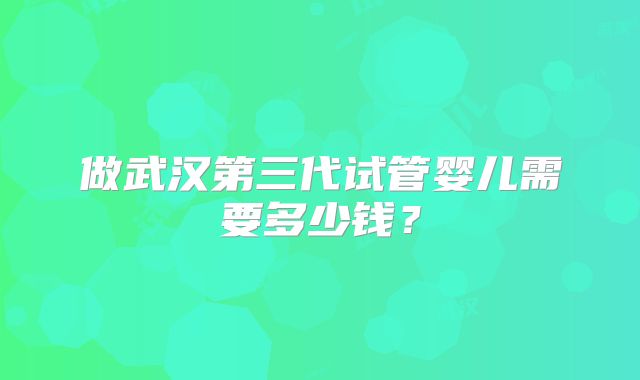做武汉第三代试管婴儿需要多少钱？
