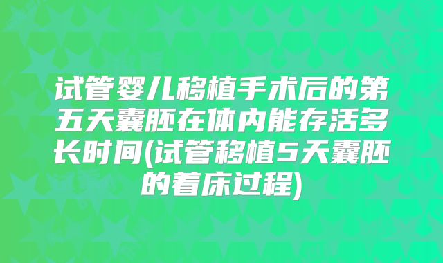 试管婴儿移植手术后的第五天囊胚在体内能存活多长时间(试管移植5天囊胚的着床过程)