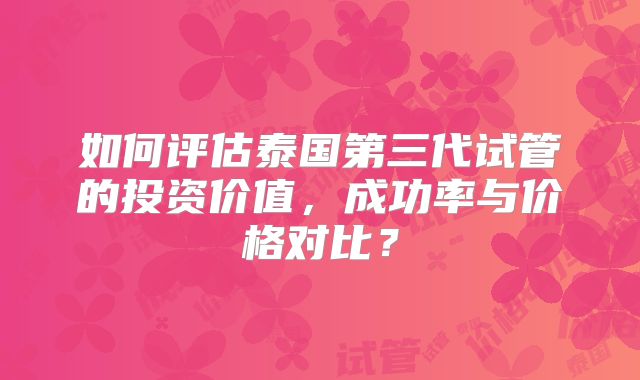 如何评估泰国第三代试管的投资价值，成功率与价格对比？