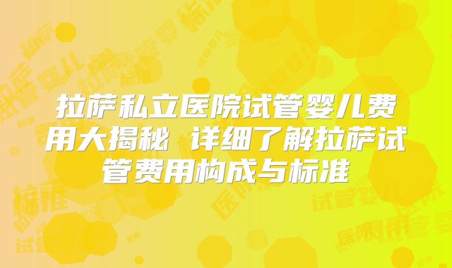 拉萨私立医院试管婴儿费用大揭秘 详细了解拉萨试管费用构成与标准