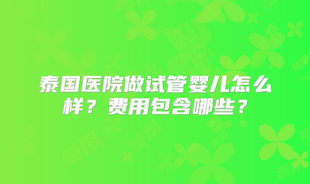 泰国医院做试管婴儿怎么样？费用包含哪些？