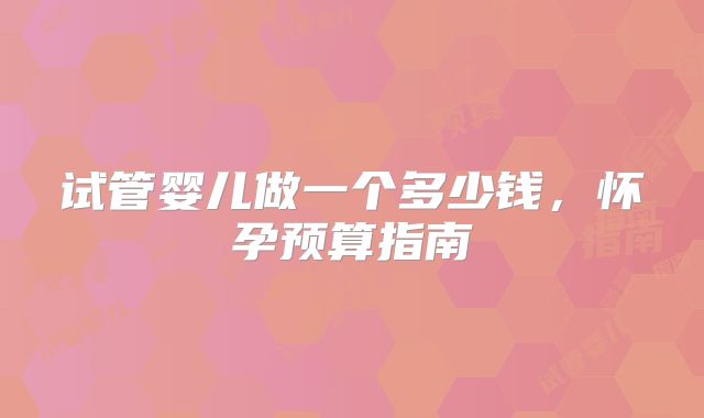 试管婴儿做一个多少钱,怀孕预算指南