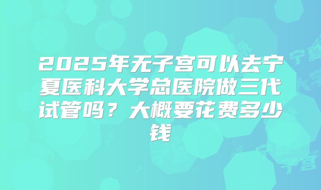 2025年无子宫可以去宁夏医科大学总医院做三代试管吗?大概要花费多少钱