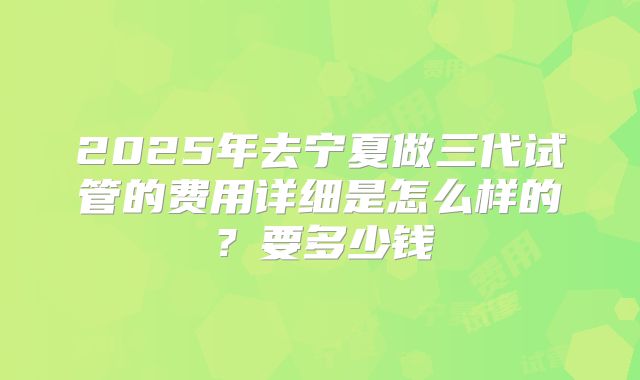 2025年去宁夏做三代试管的费用详细是怎么样的？要多少钱