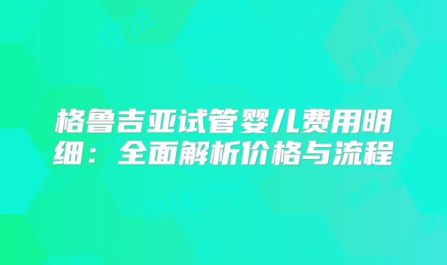 格鲁吉亚试管婴儿费用明细：全面解析价格与流程