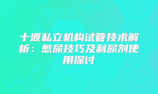 十堰私立机构试管技术解析：憋尿技巧及利尿剂使用探讨