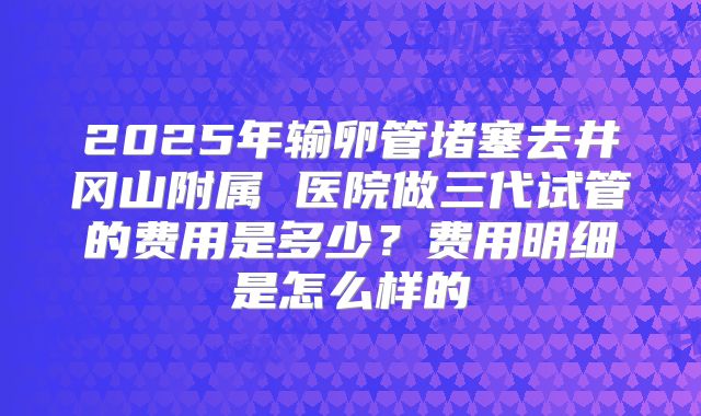 2025年输卵管堵塞去井冈山附属 医院做三代试管的费用是多少？费用明细是怎么样的