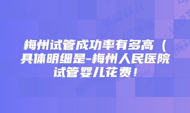 梅州试管成功率有多高(具体明细是-梅州人民医院试管婴儿花费!