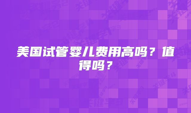 美国试管婴儿费用高吗?值得吗?