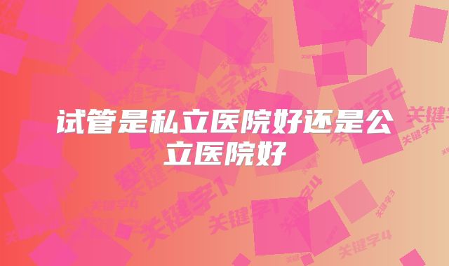试管是私立医院好还是公立医院好
