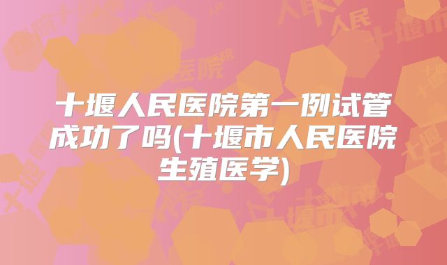 十堰人民医院第一例试管成功了吗(十堰市人民医院生殖医学)