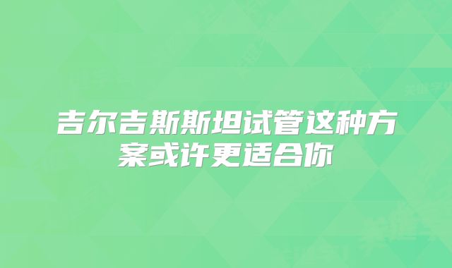 吉尔吉斯斯坦试管这种方案或许更适合你