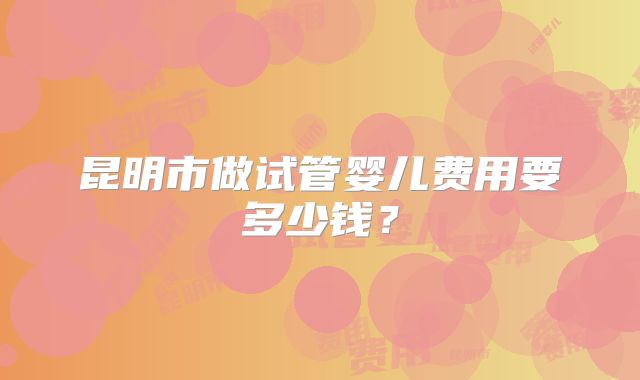 昆明市做试管婴儿费用要多少钱？