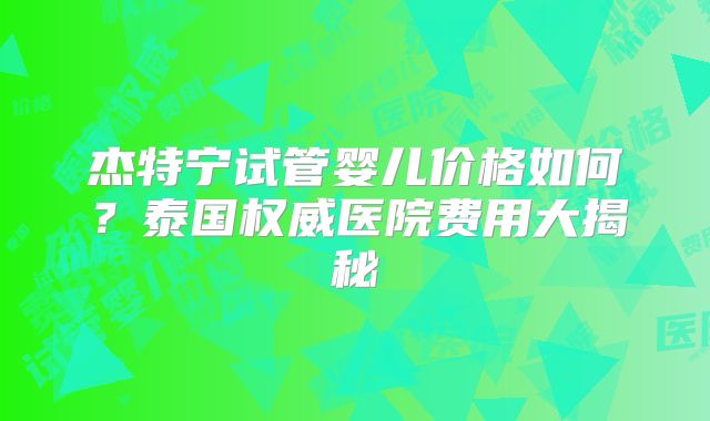 杰特宁试管婴儿价格如何?泰国权威医院费用大揭秘