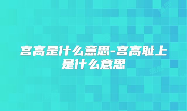 宫高是什么意思-宫高耻上是什么意思