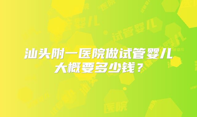 汕头附一医院做试管婴儿大概要多少钱？